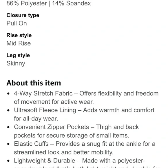 ⭐️ Firm Price ⭐️ Eddie Bauer size 6 Fleece lined pants NWOT - Picture 6 of 6